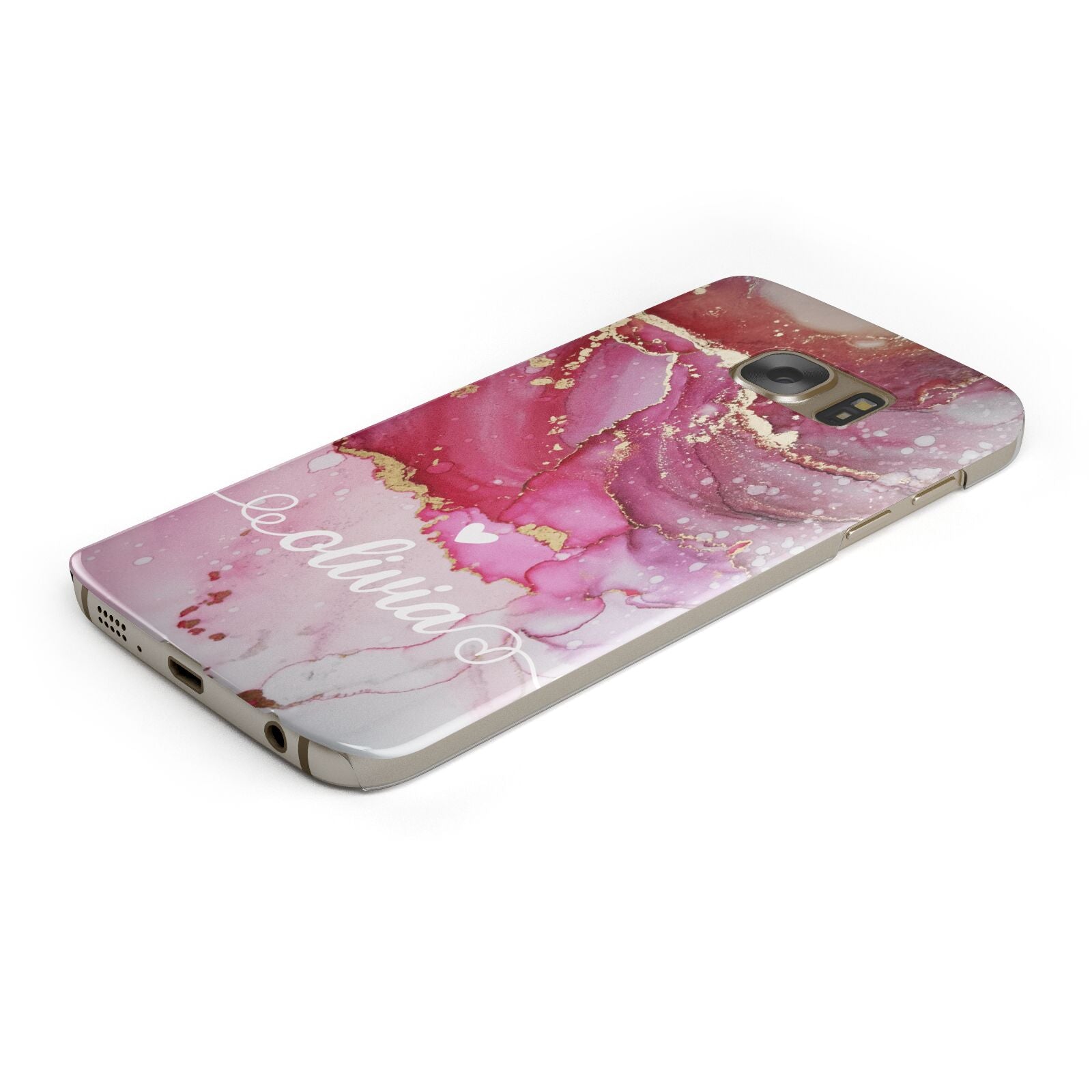 Custom Pink Marble Protective Samsung Galaxy Case Angled Image