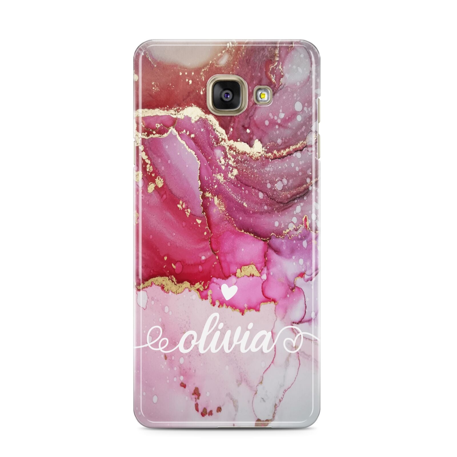 Custom Pink Marble Samsung Galaxy A3 2016 Case on gold phone