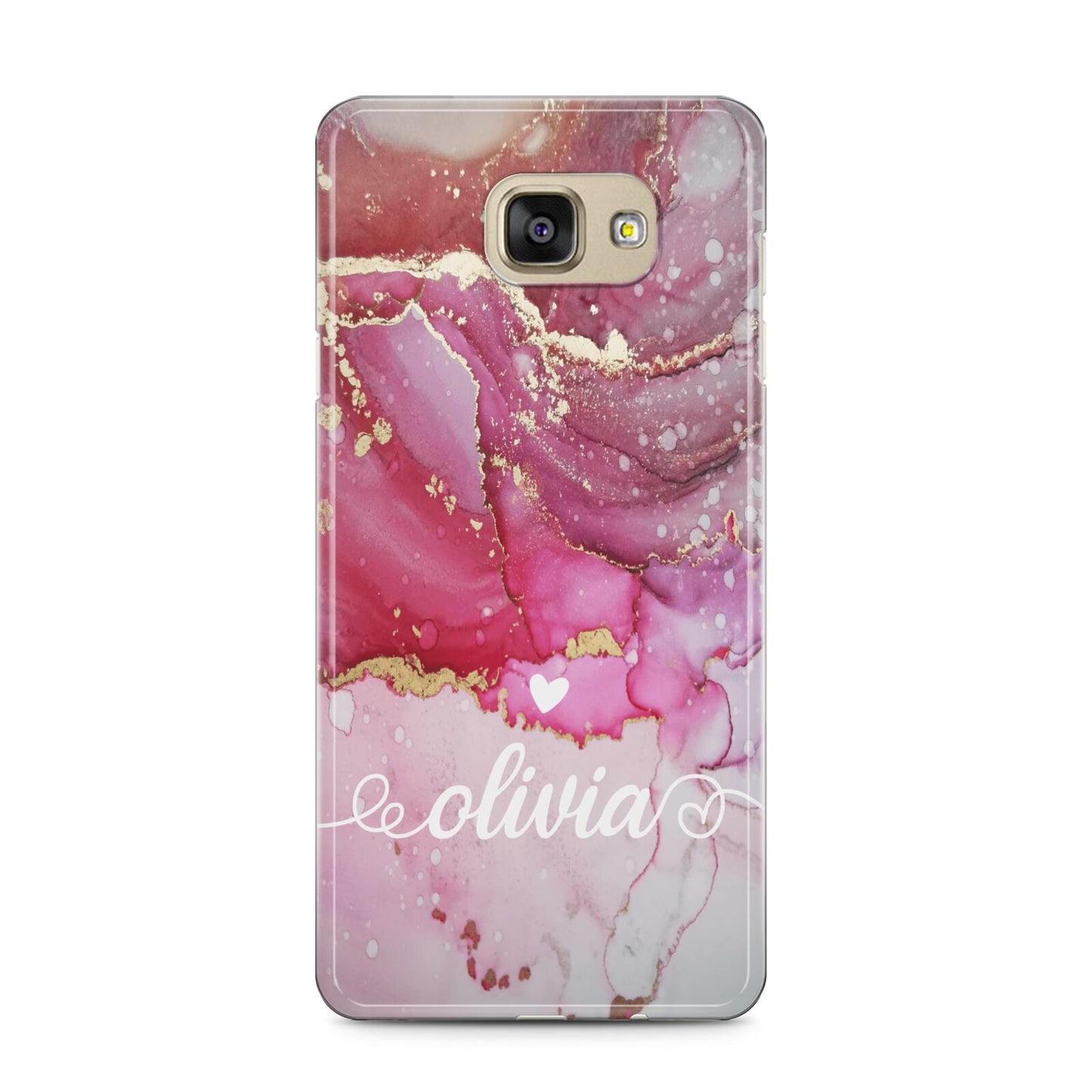 Custom Pink Marble Samsung Galaxy A5 2016 Case on gold phone