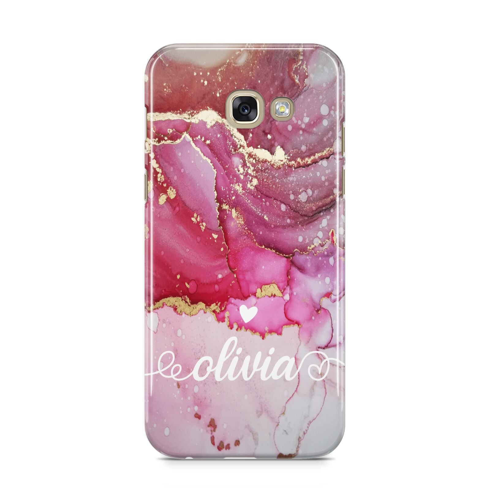 Custom Pink Marble Samsung Galaxy A5 2017 Case on gold phone