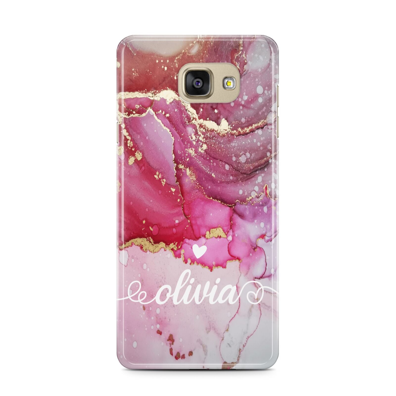 Custom Pink Marble Samsung Galaxy A7 2016 Case on gold phone