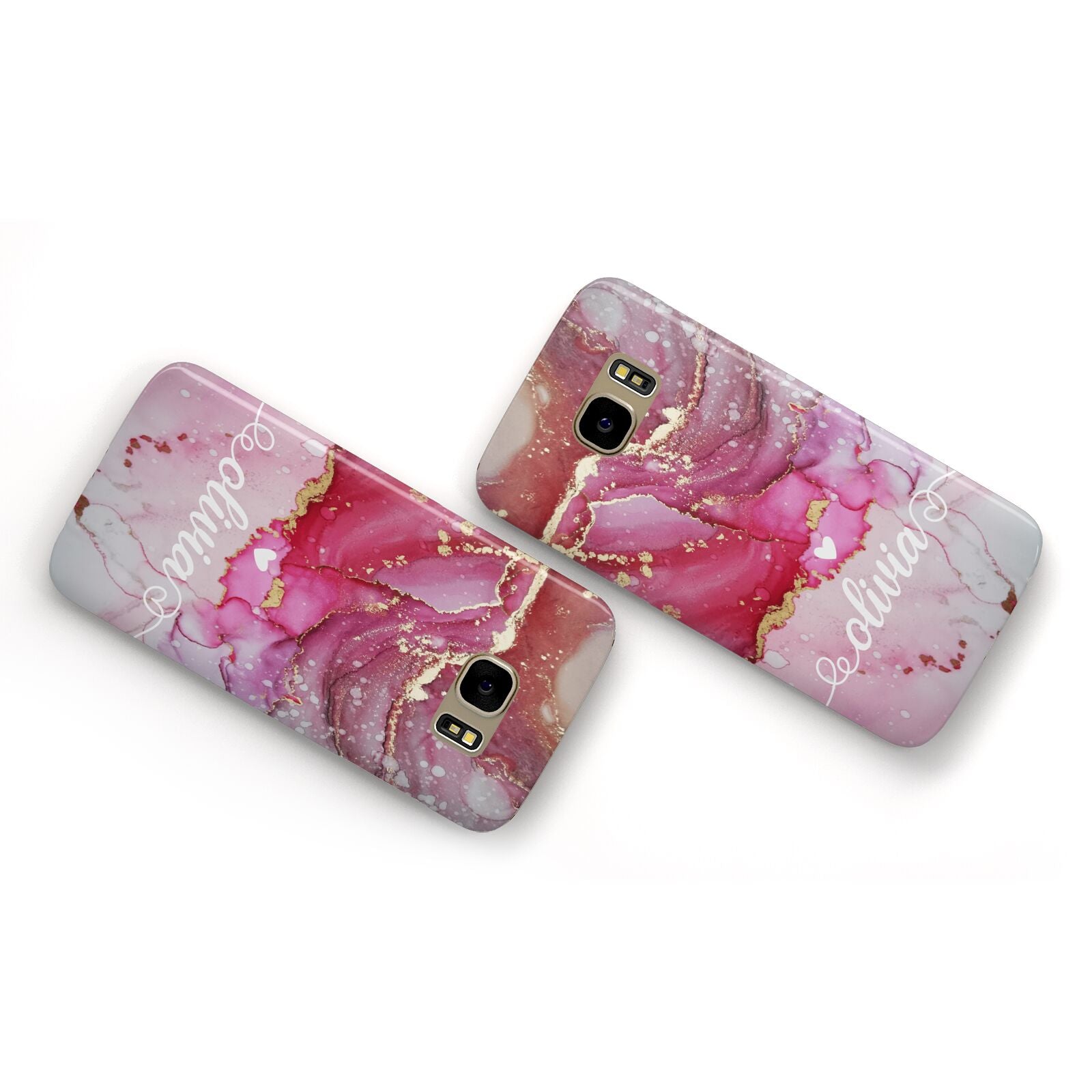 Custom Pink Marble Samsung Galaxy Case Flat Overview