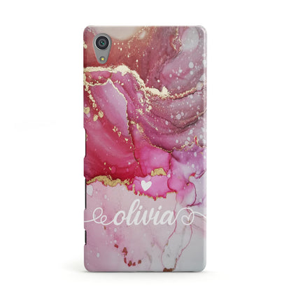 Custom Pink Marble Sony Xperia Case