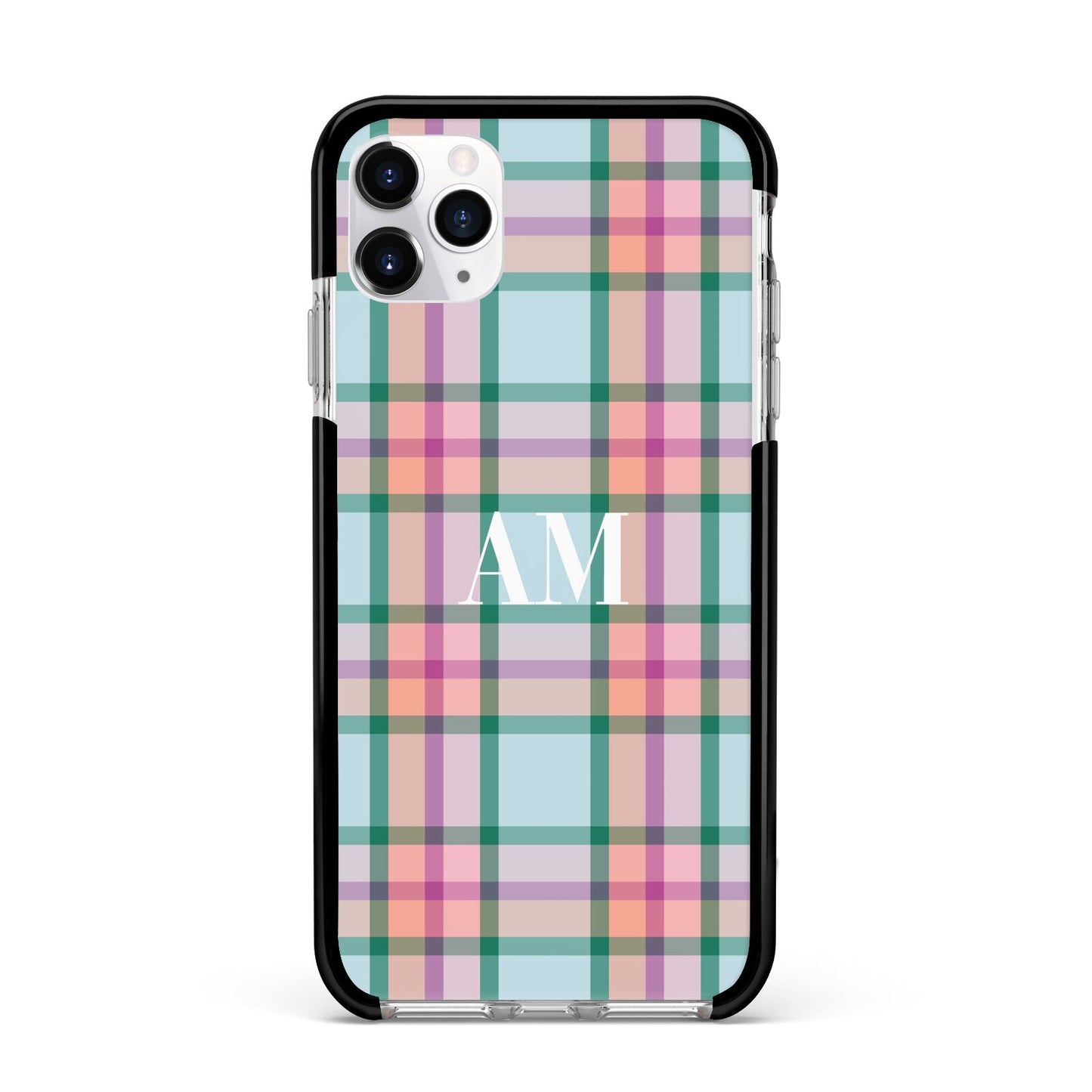 Custom Plaid Apple iPhone 11 Pro Max in Silver with Black Impact Case