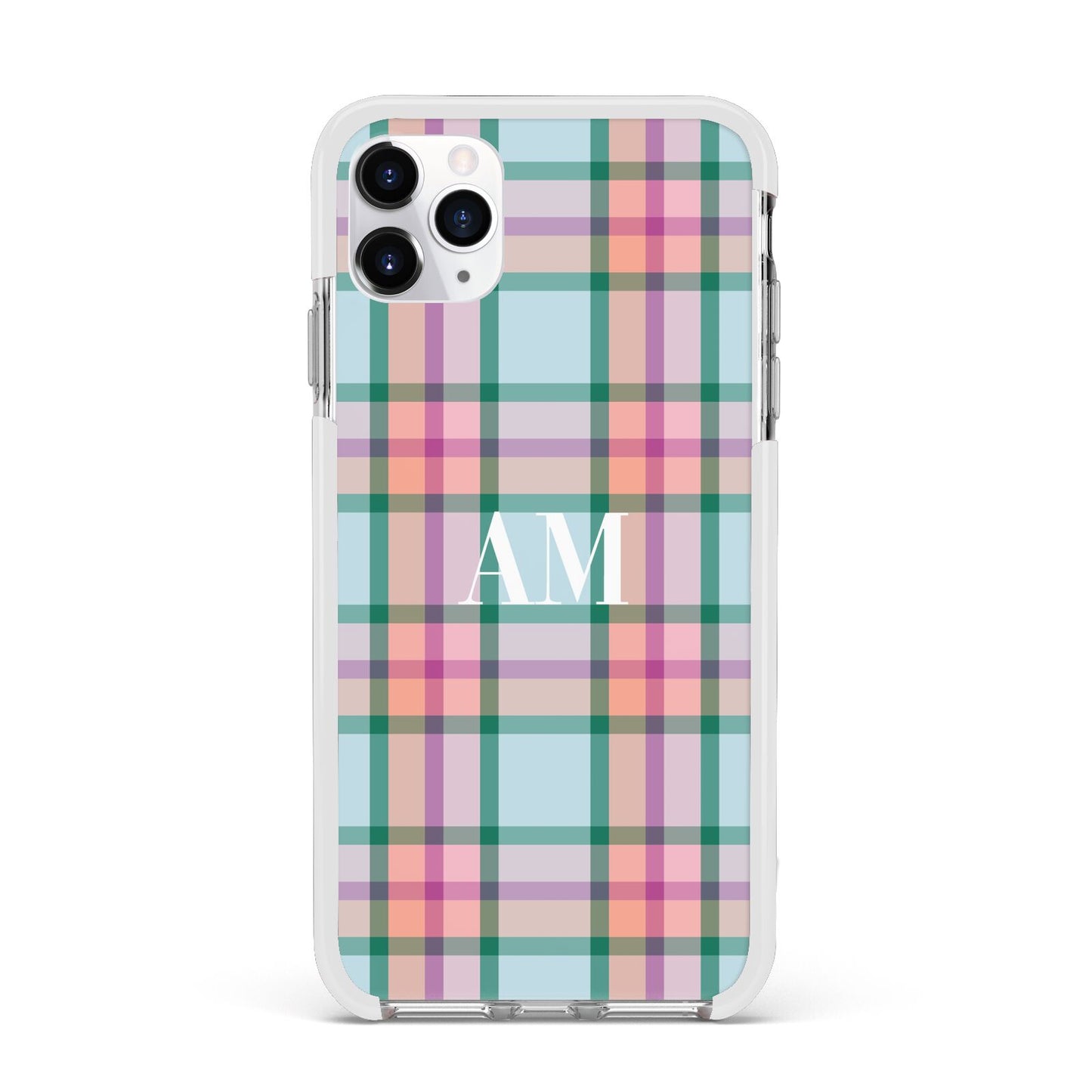 Custom Plaid Apple iPhone 11 Pro Max in Silver with White Impact Case