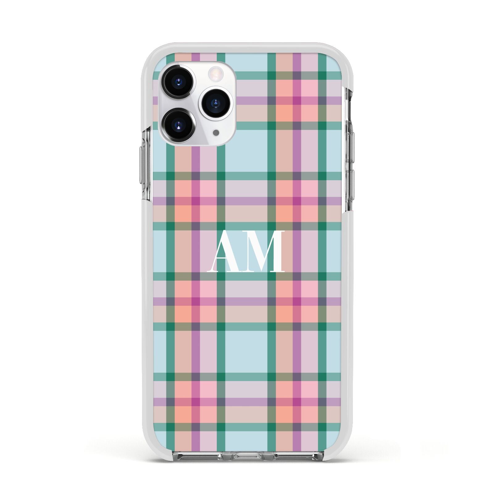 Custom Plaid Apple iPhone 11 Pro in Silver with White Impact Case