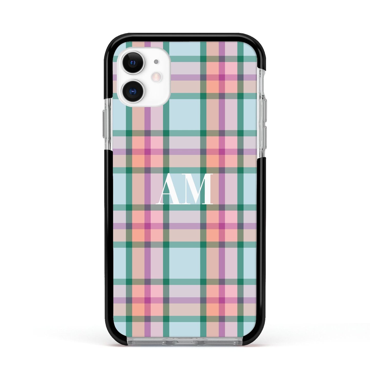 Custom Plaid Apple iPhone 11 in White with Black Impact Case