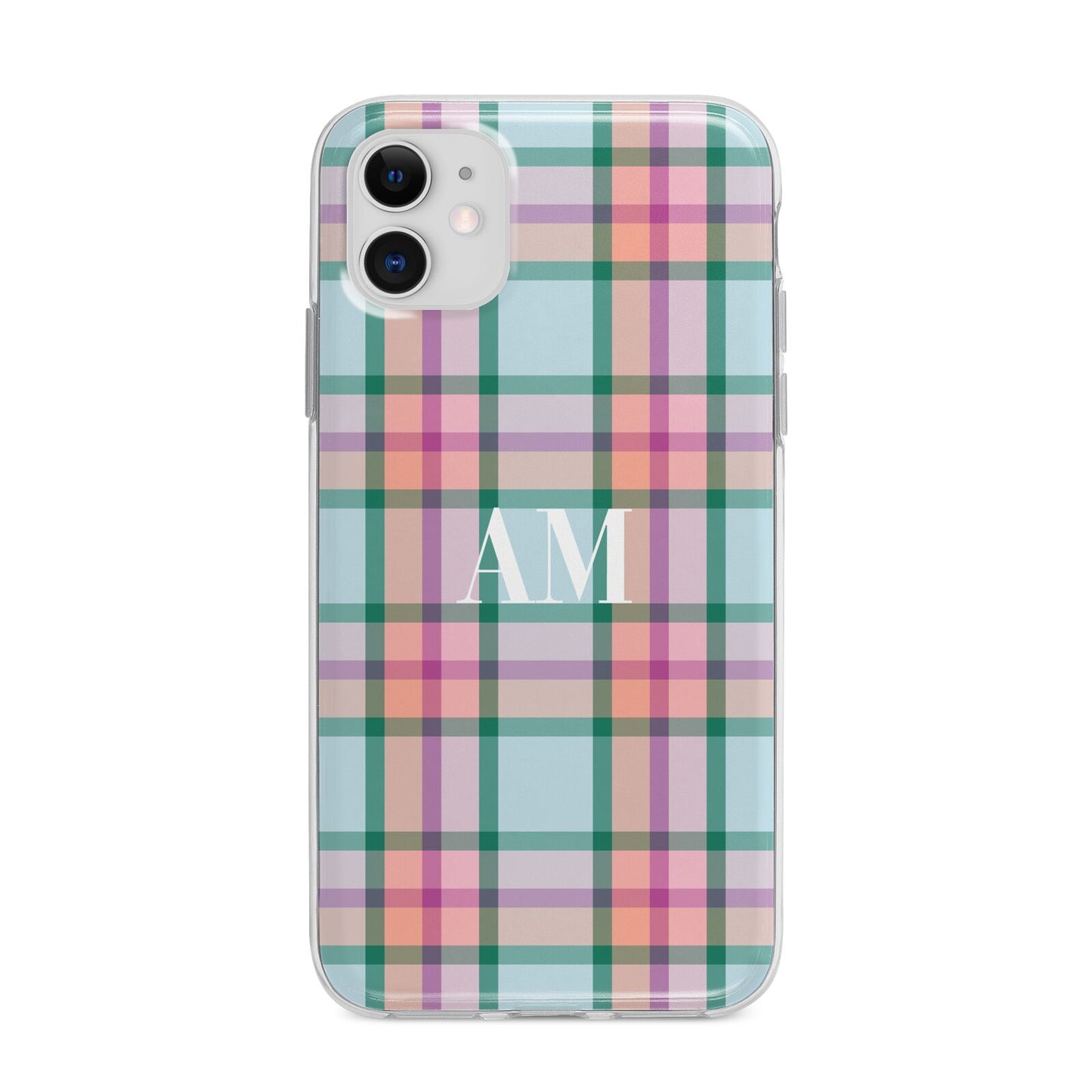 Custom Plaid Apple iPhone 11 in White with Bumper Case