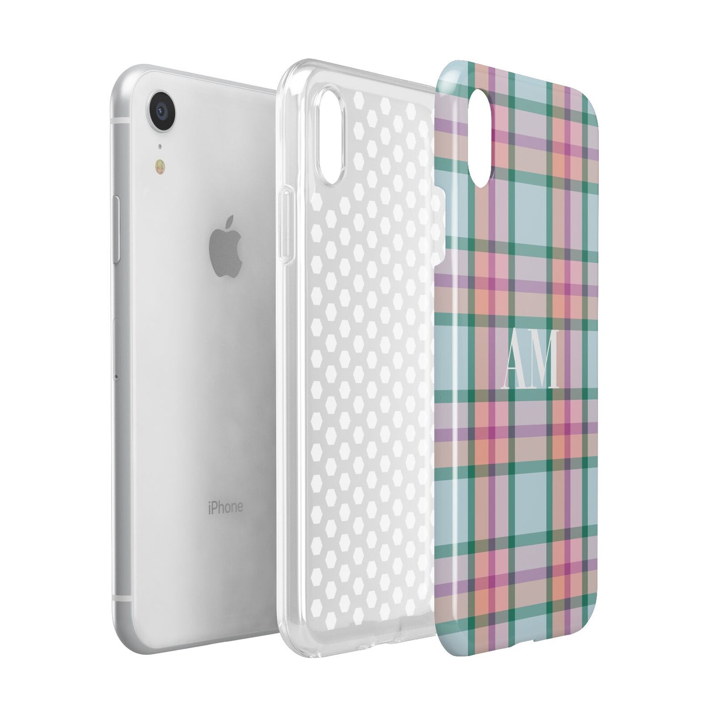 Custom Plaid Apple iPhone XR White 3D Tough Case Expanded view