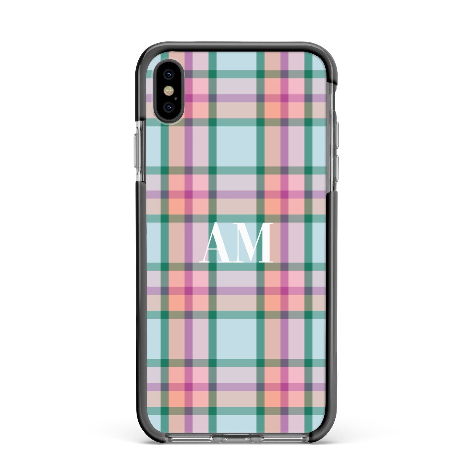 Custom Plaid Apple iPhone Xs Max Impact Case Black Edge on Black Phone