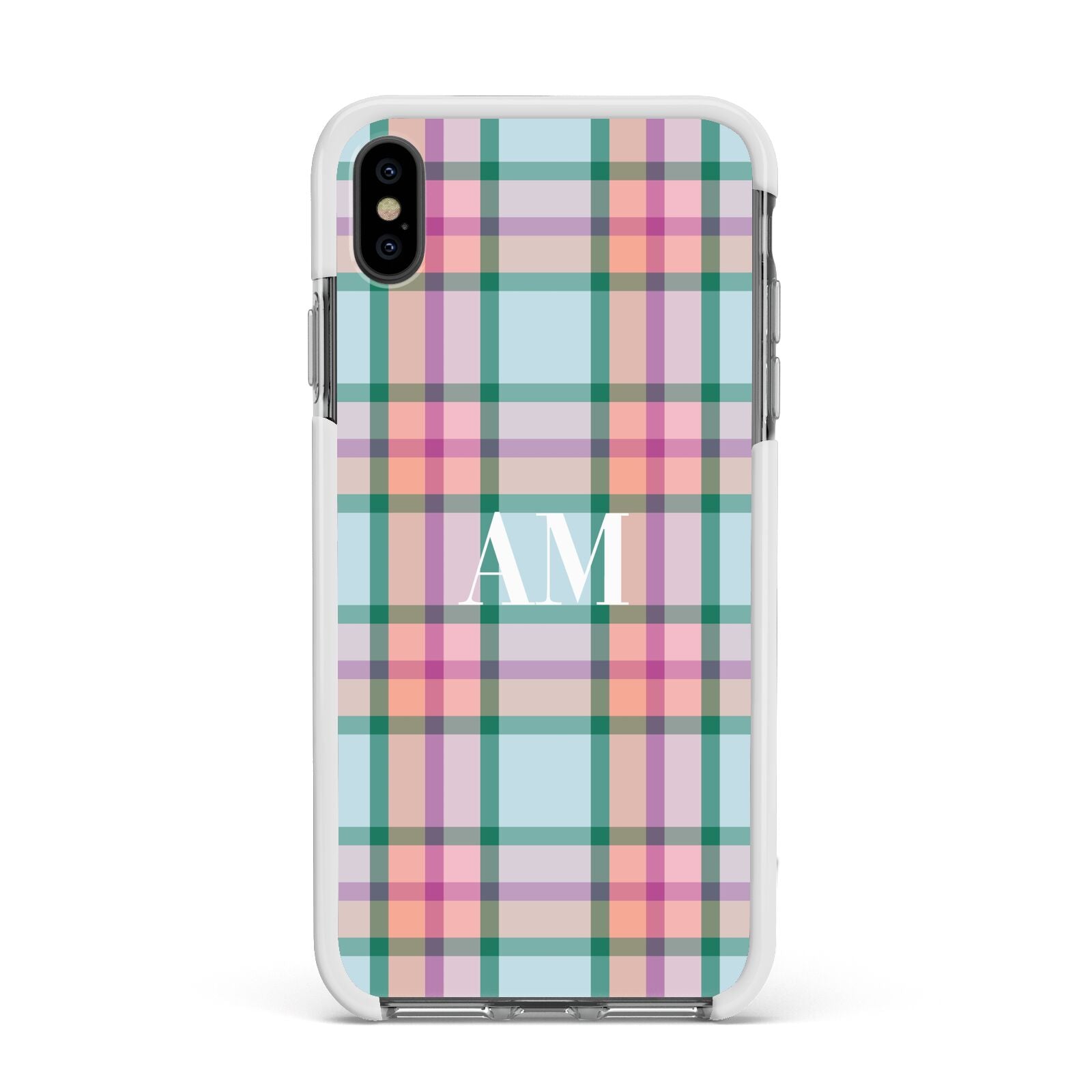 Custom Plaid Apple iPhone Xs Max Impact Case White Edge on Black Phone