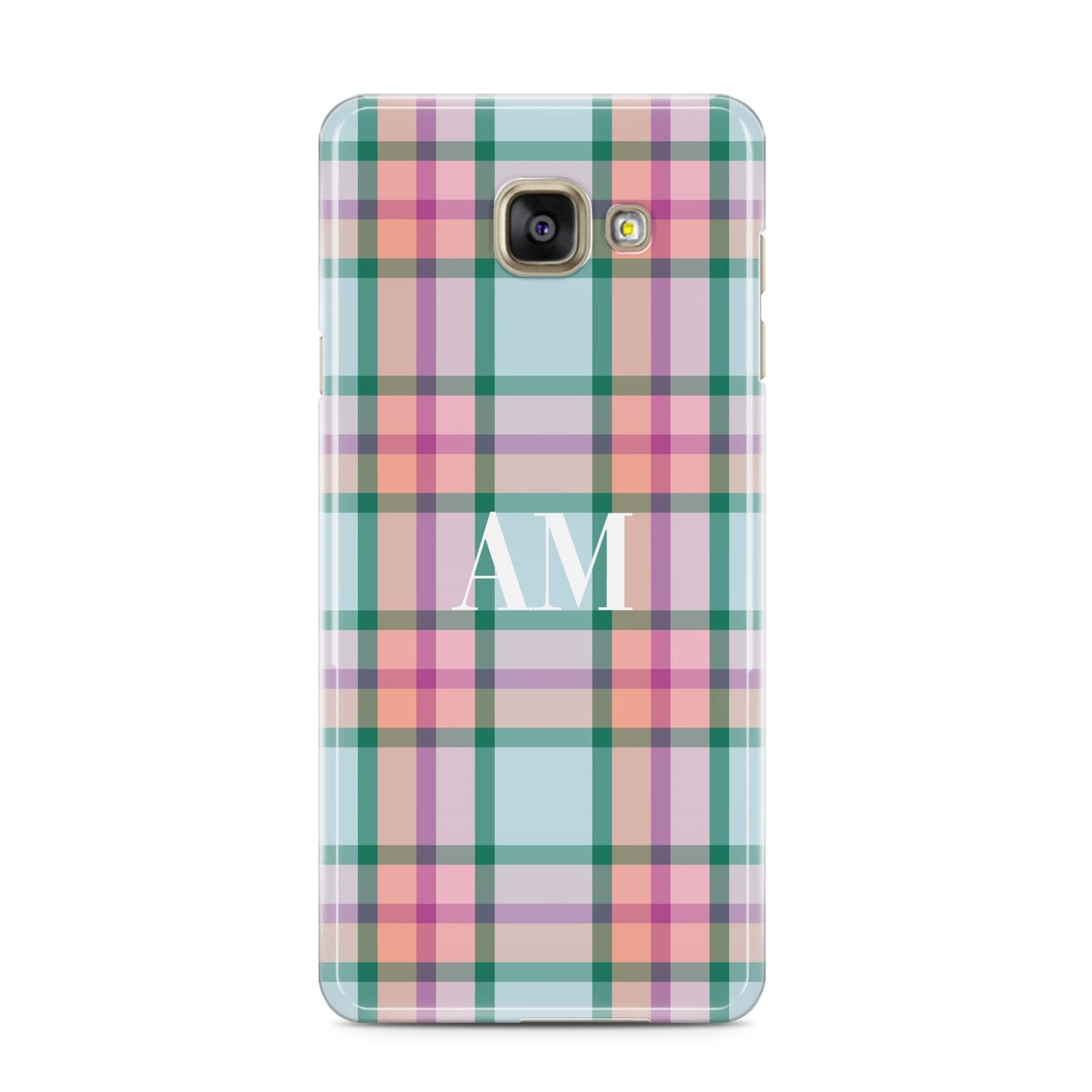 Custom Plaid Samsung Galaxy A3 2016 Case on gold phone