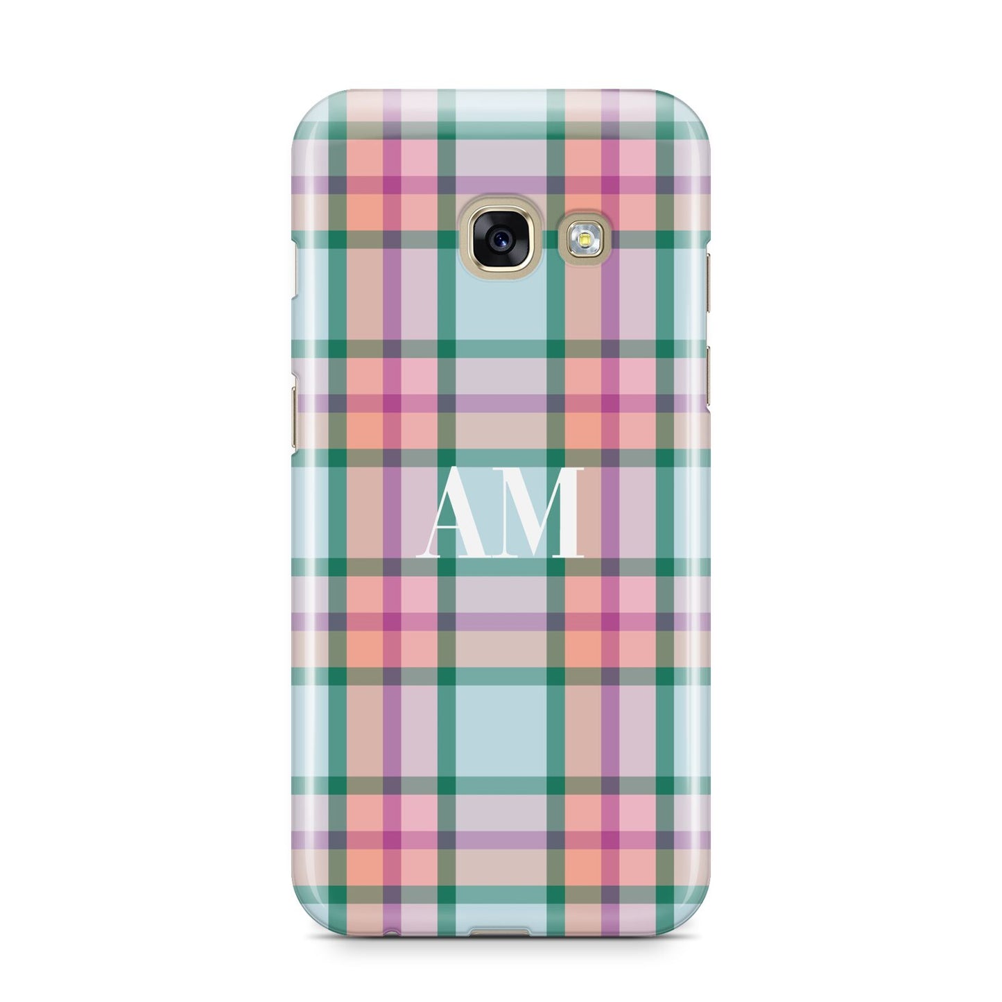 Custom Plaid Samsung Galaxy A3 2017 Case on gold phone