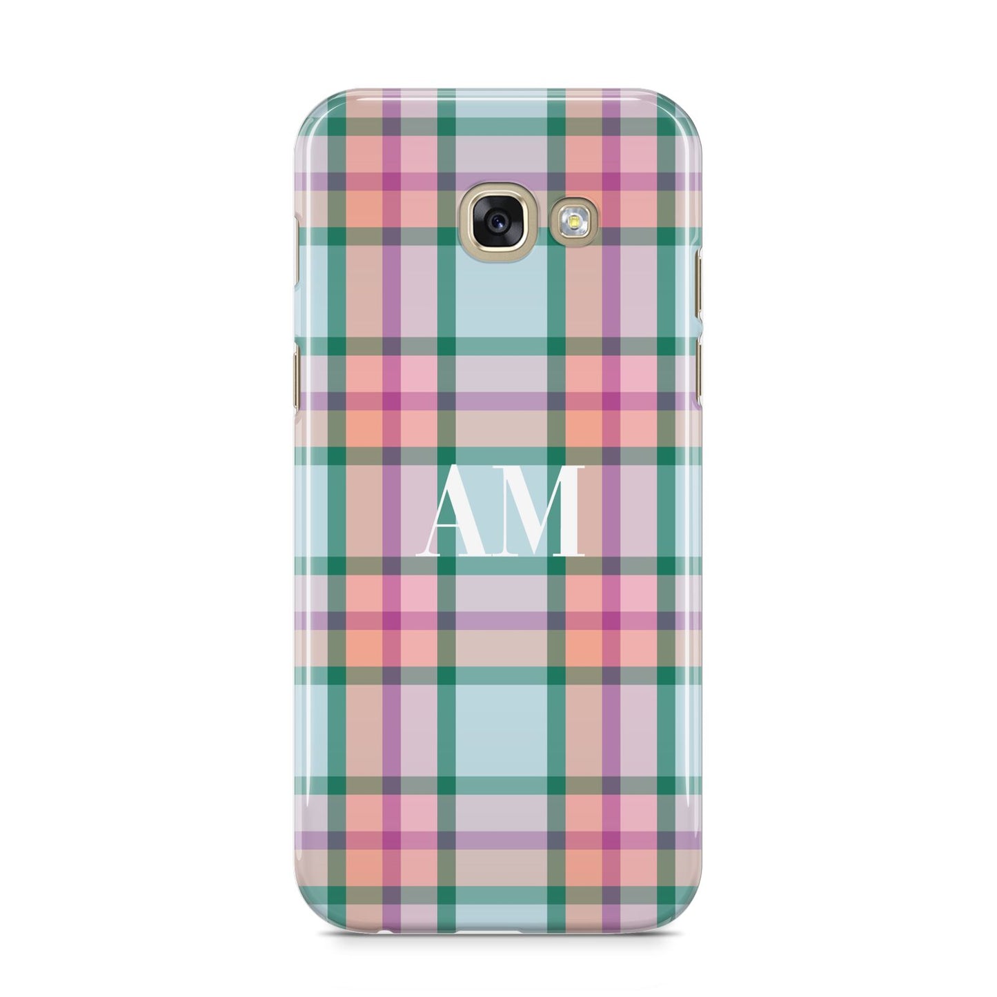 Custom Plaid Samsung Galaxy A5 2017 Case on gold phone