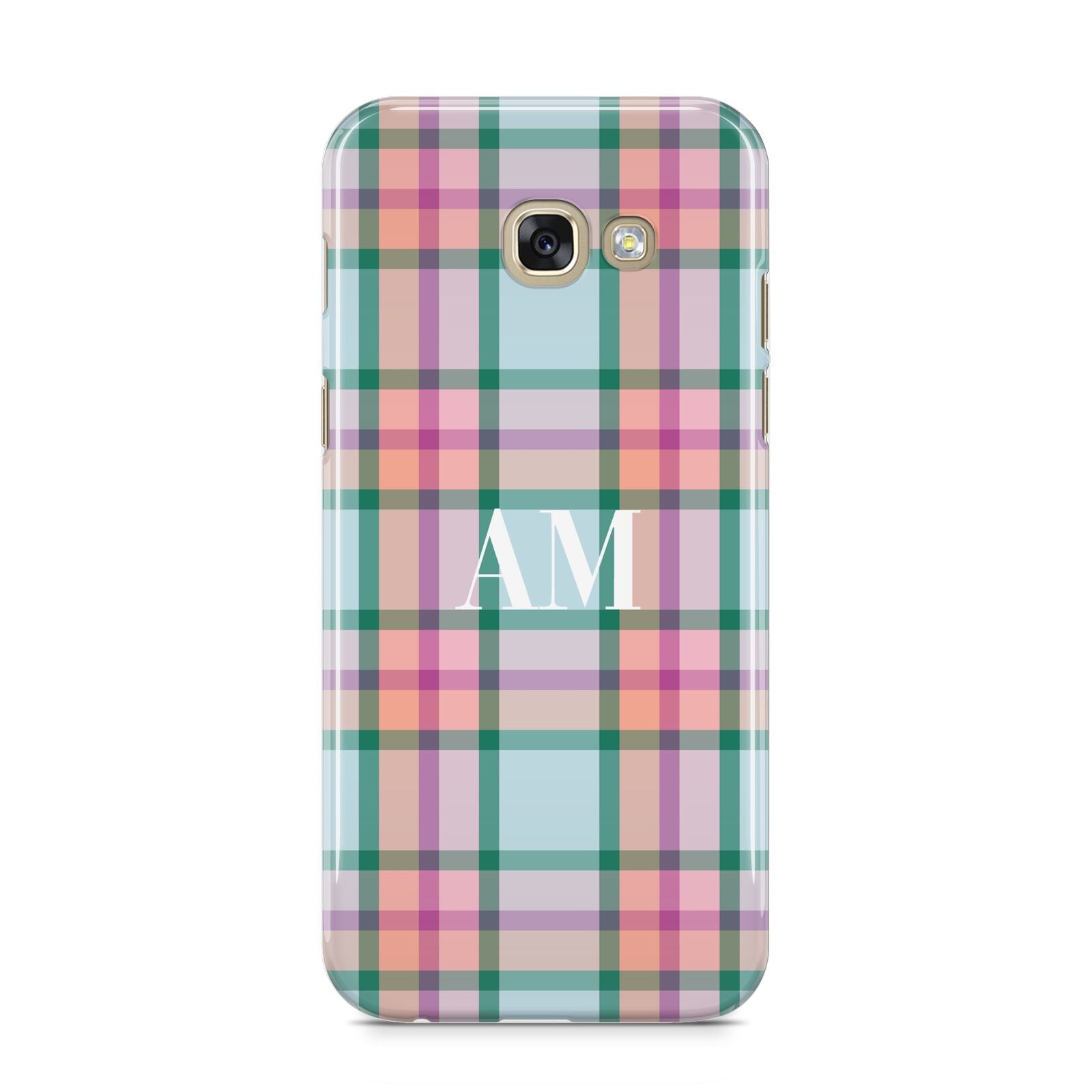 Custom Plaid Samsung Galaxy A5 2017 Case on gold phone