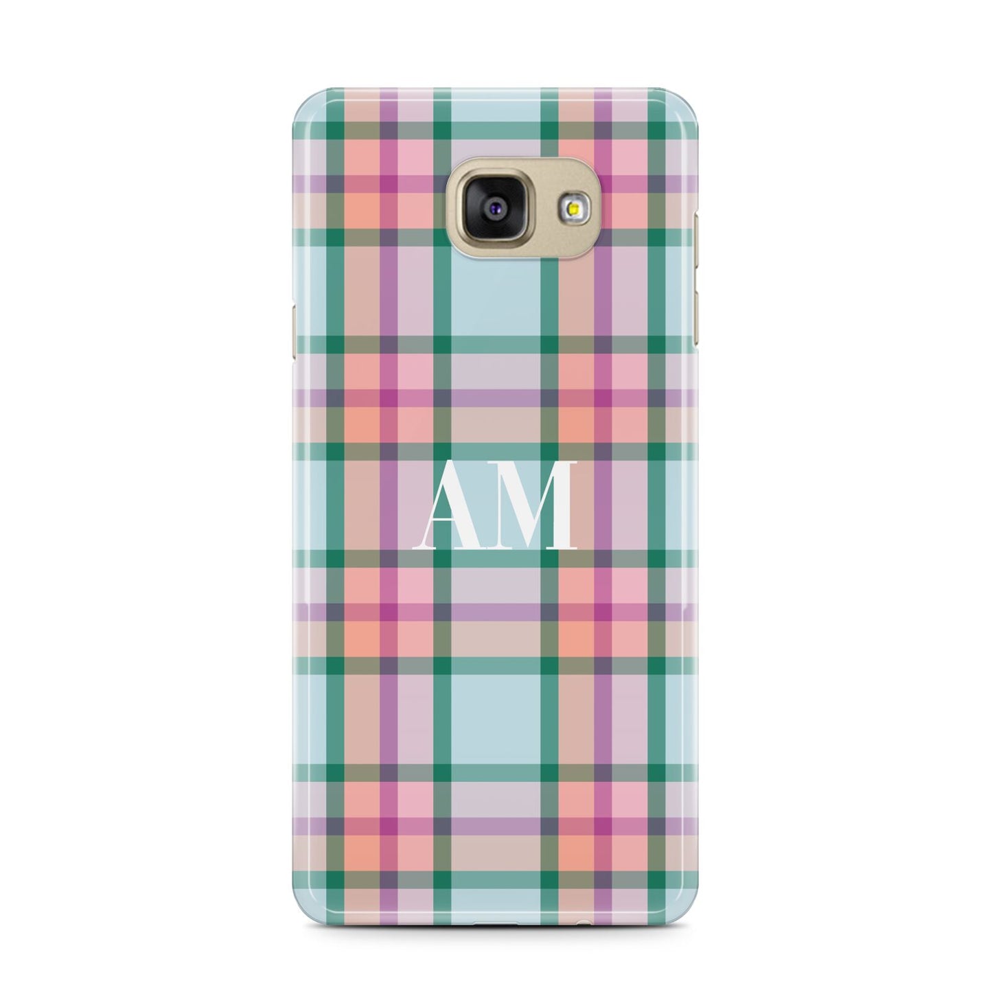 Custom Plaid Samsung Galaxy A7 2016 Case on gold phone