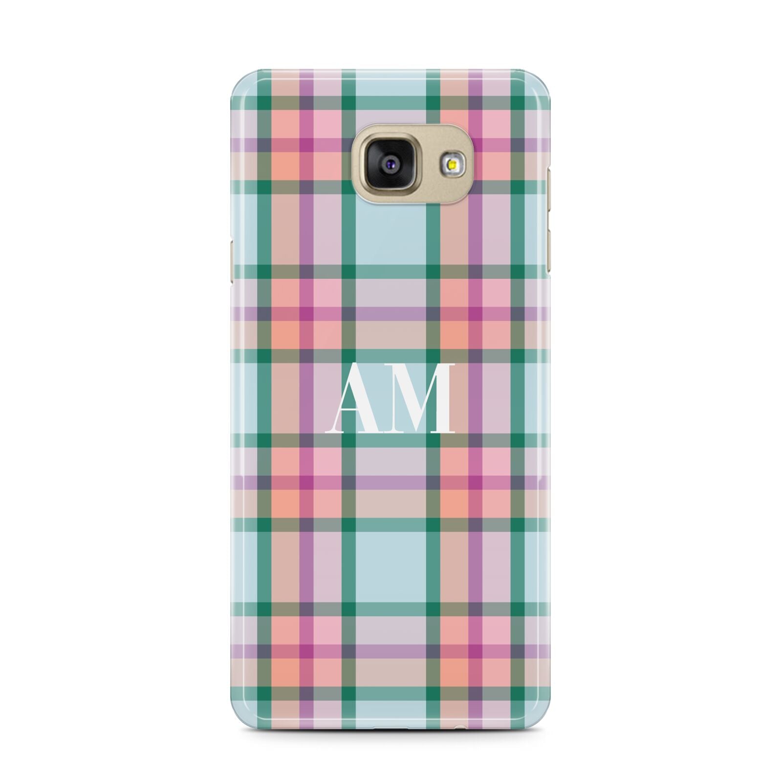 Custom Plaid Samsung Galaxy A7 2016 Case on gold phone