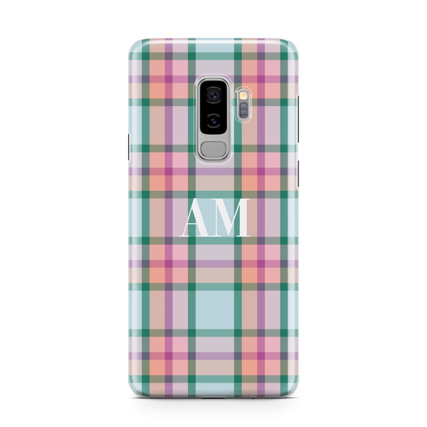 Custom Plaid Samsung Galaxy S9 Plus Case on Silver phone