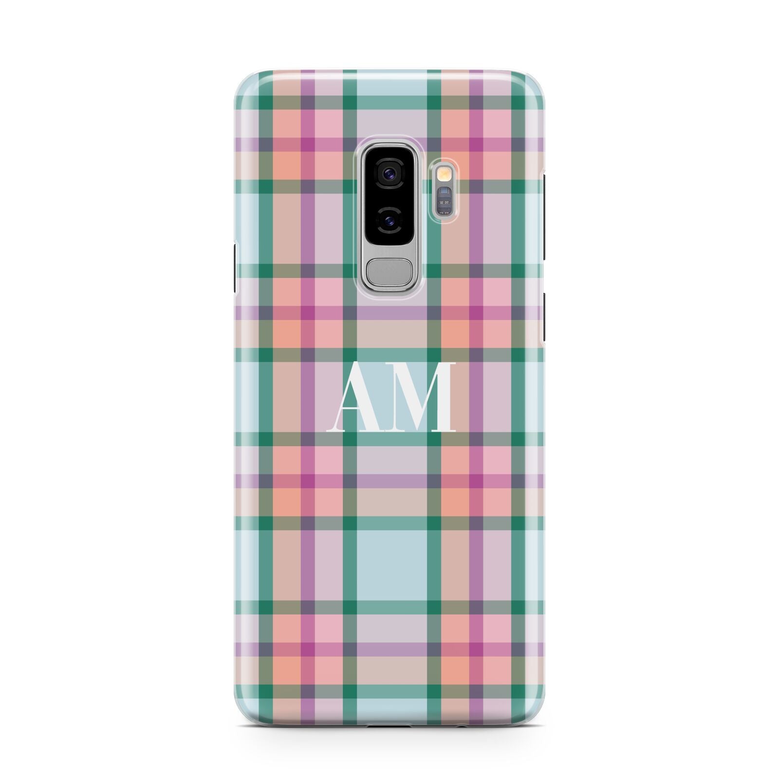 Custom Plaid Samsung Galaxy S9 Plus Case on Silver phone