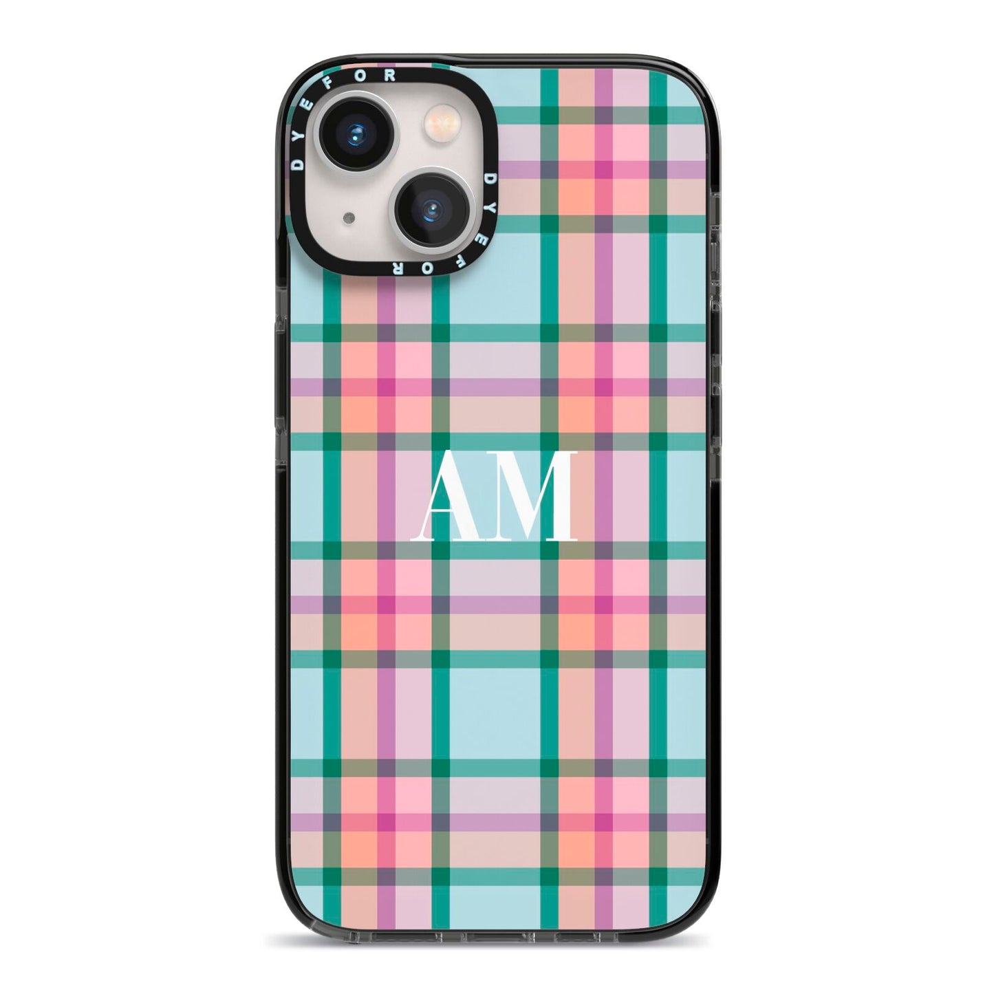 Custom Plaid iPhone 13 Black Impact Case on Silver phone