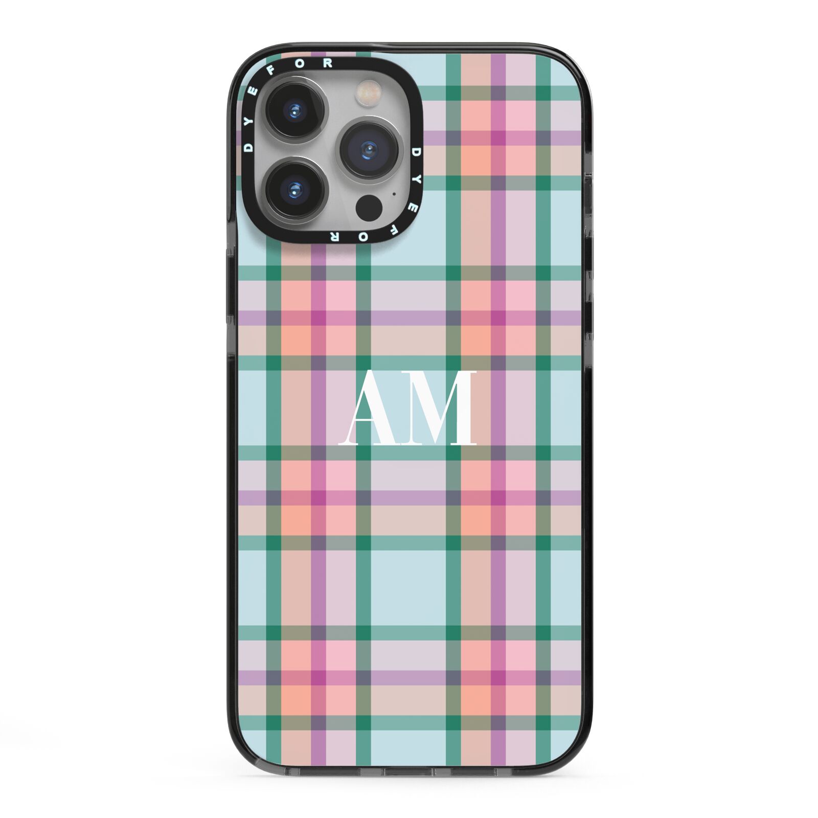 Custom Plaid iPhone 13 Pro Max Black Impact Case on Silver phone