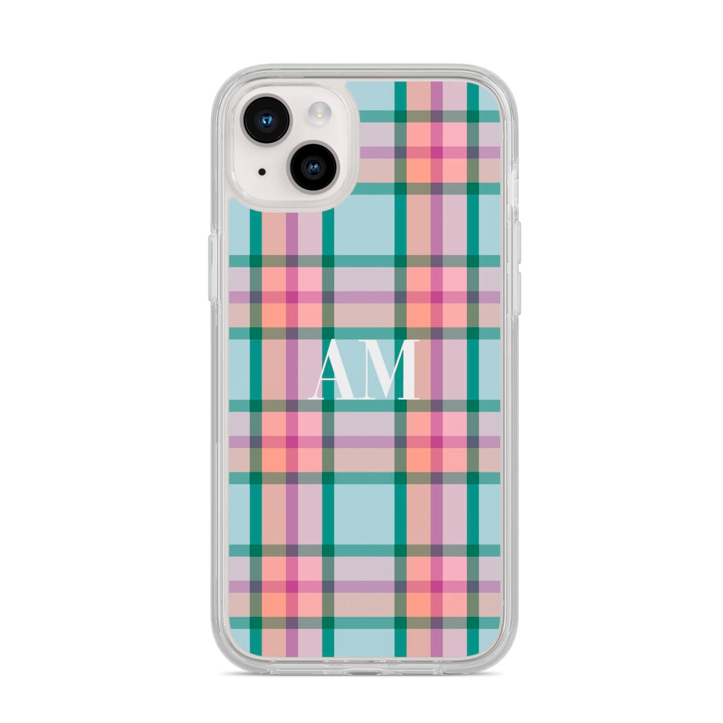 Custom Plaid iPhone 14 Plus Clear Tough Case Starlight