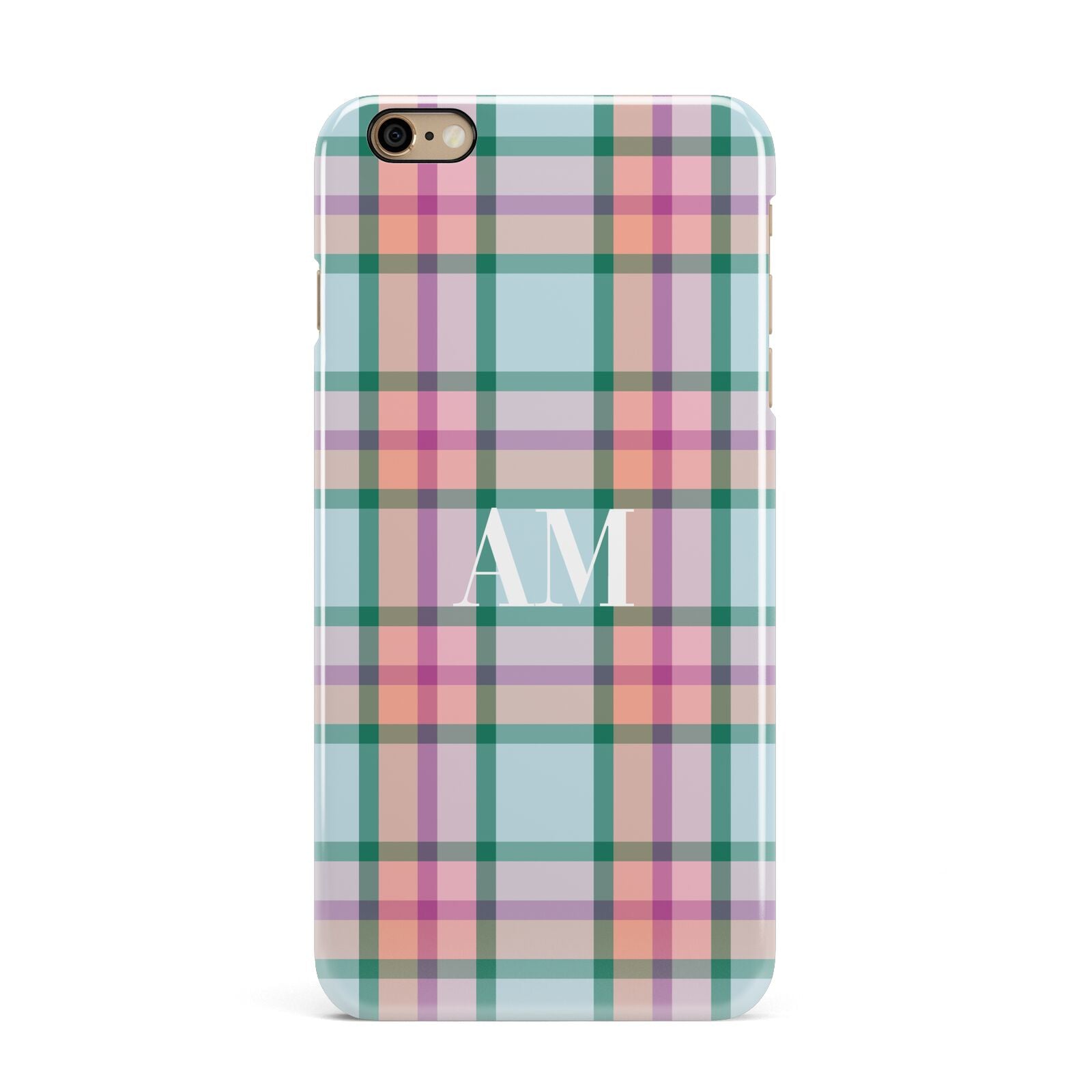 Custom Plaid iPhone 6 Plus 3D Snap Case on Gold Phone