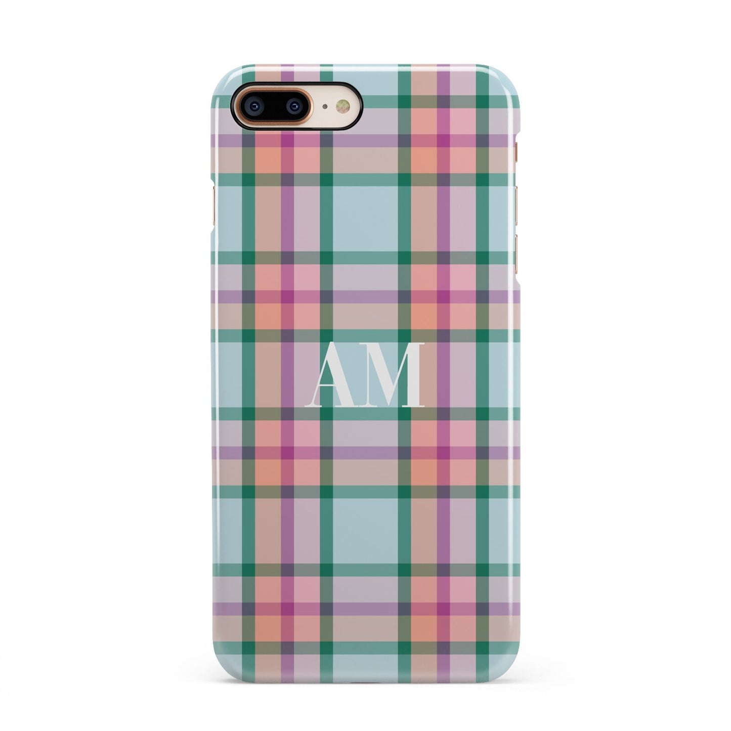 Custom Plaid iPhone 8 Plus 3D Snap Case on Gold Phone