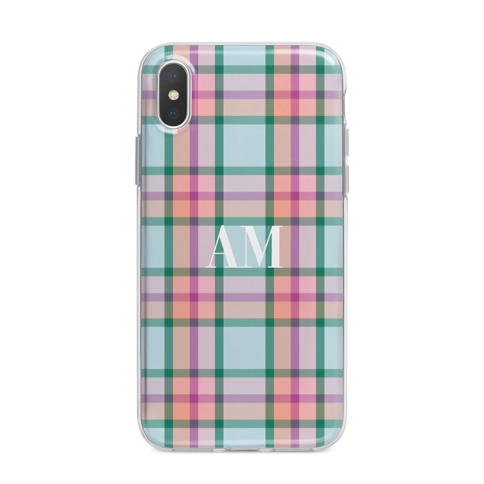 Custom Plaid iPhone X Bumper Case on Silver iPhone Alternative Image 1