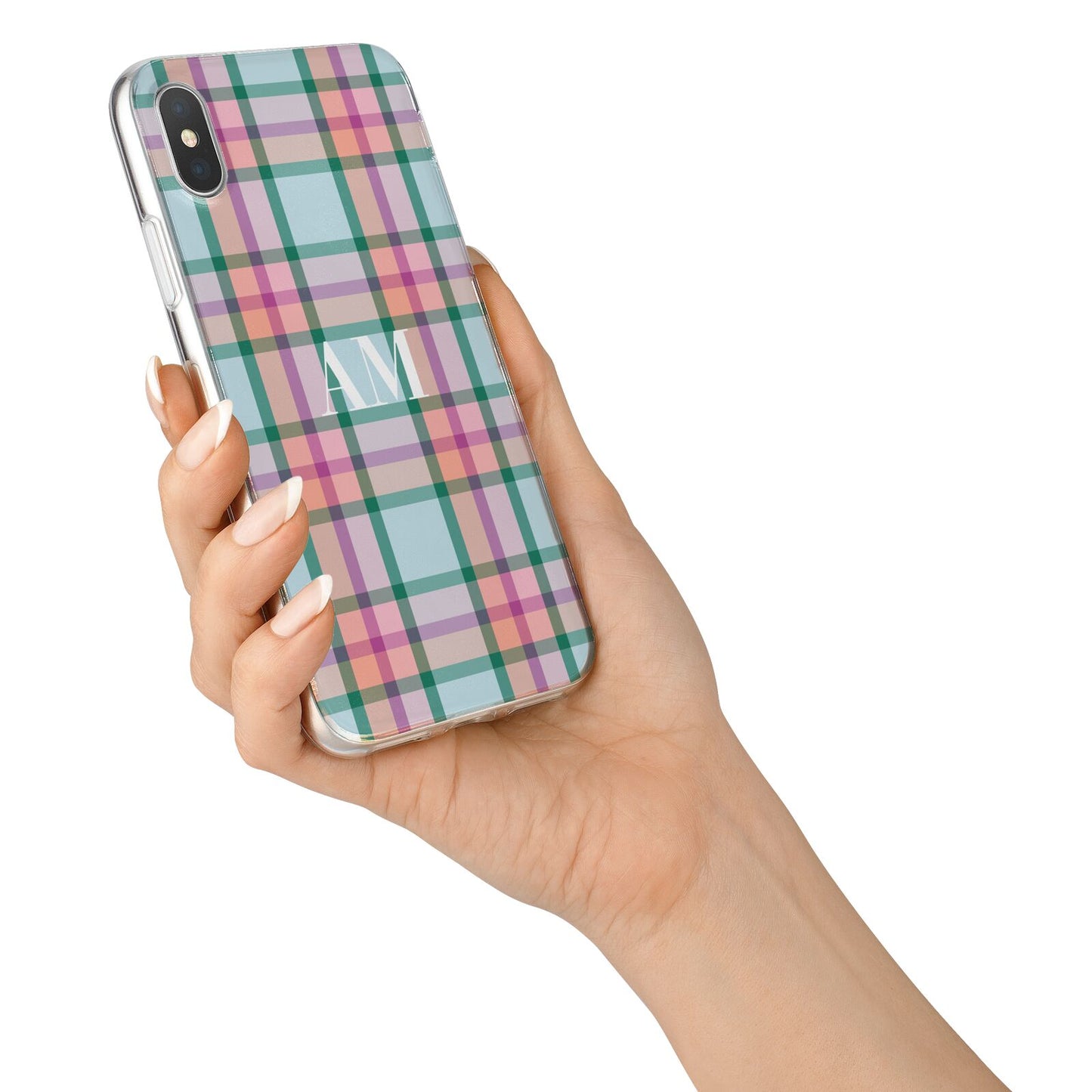 Custom Plaid iPhone X Bumper Case on Silver iPhone Alternative Image 2