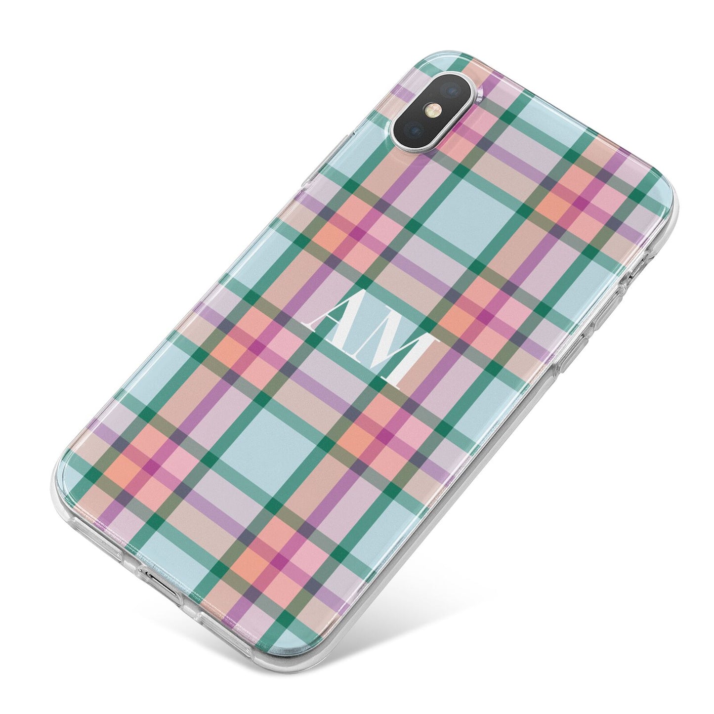 Custom Plaid iPhone X Bumper Case on Silver iPhone