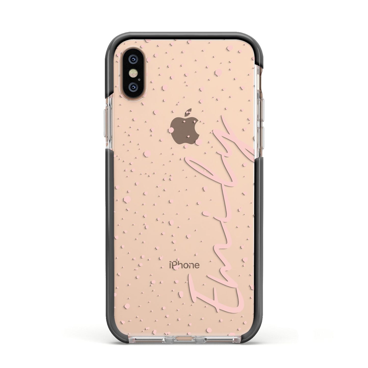 Custom Polka Dot Apple iPhone Xs Impact Case Black Edge on Gold Phone