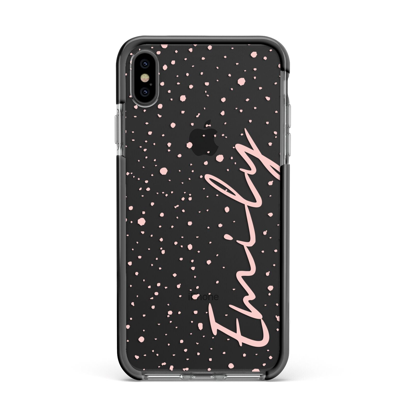 Custom Polka Dot Apple iPhone Xs Max Impact Case Black Edge on Black Phone