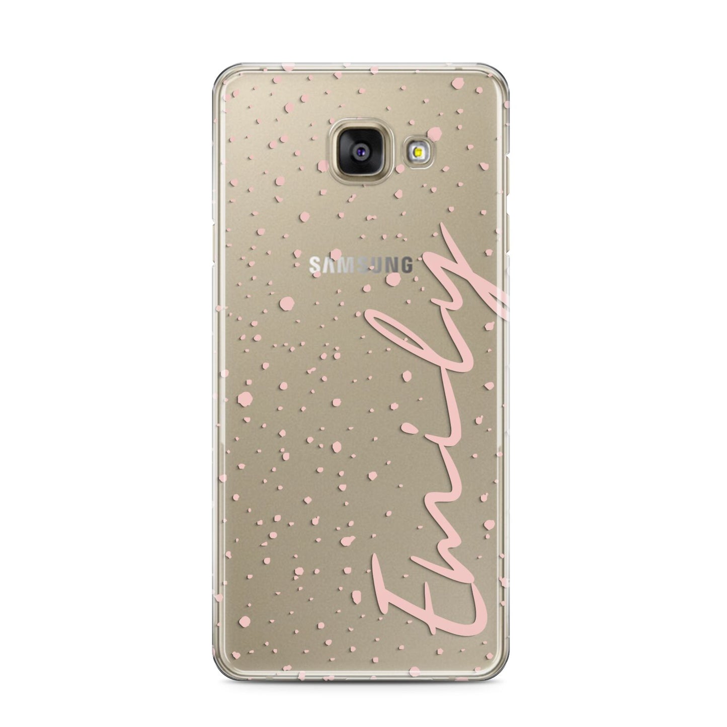 Custom Polka Dot Samsung Galaxy A3 2016 Case on gold phone