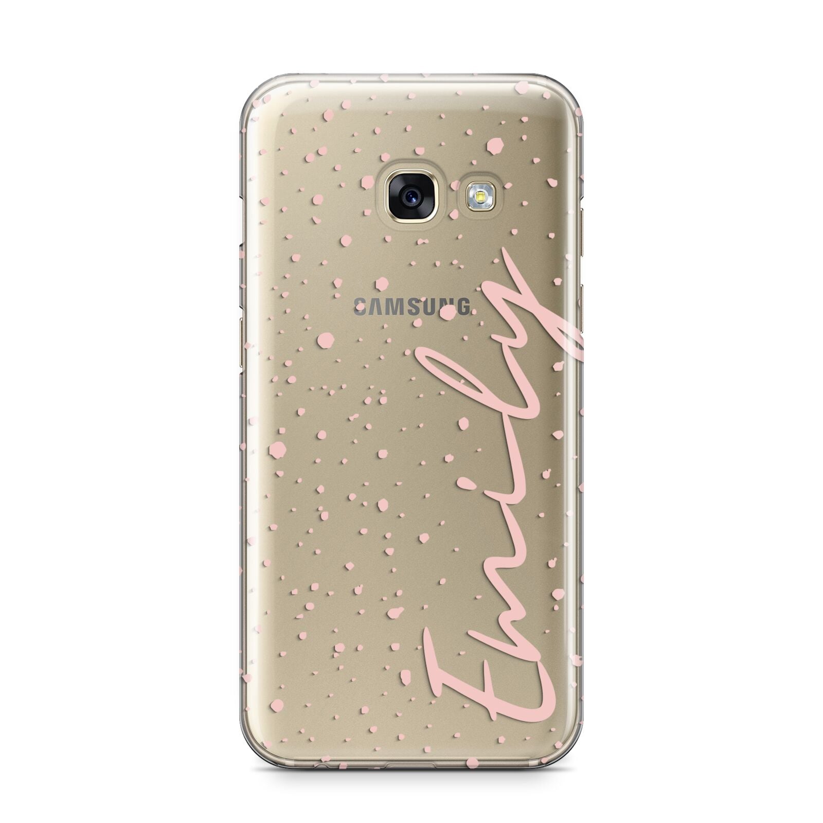 Custom Polka Dot Samsung Galaxy A3 2017 Case on gold phone