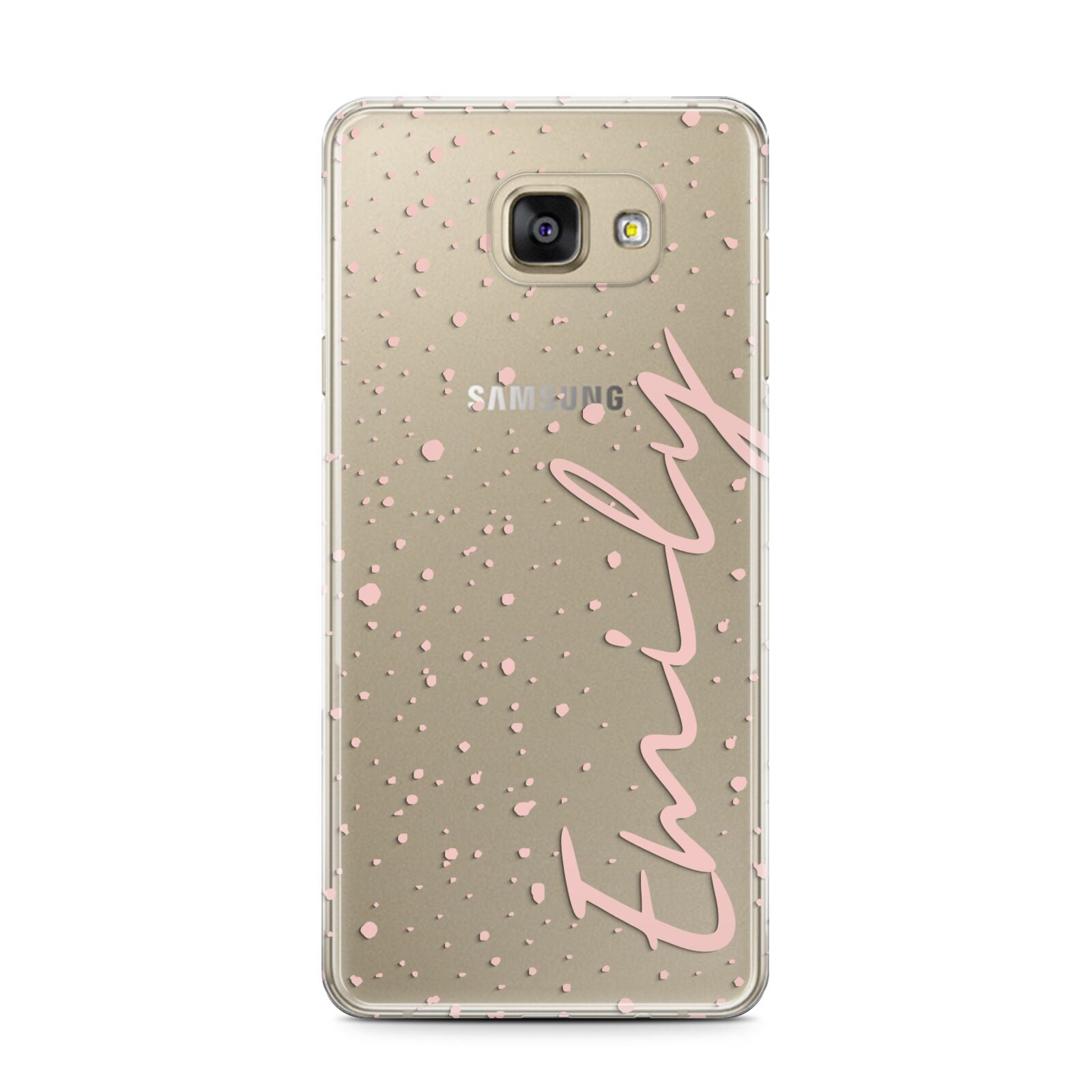 Custom Polka Dot Samsung Galaxy A7 2016 Case on gold phone
