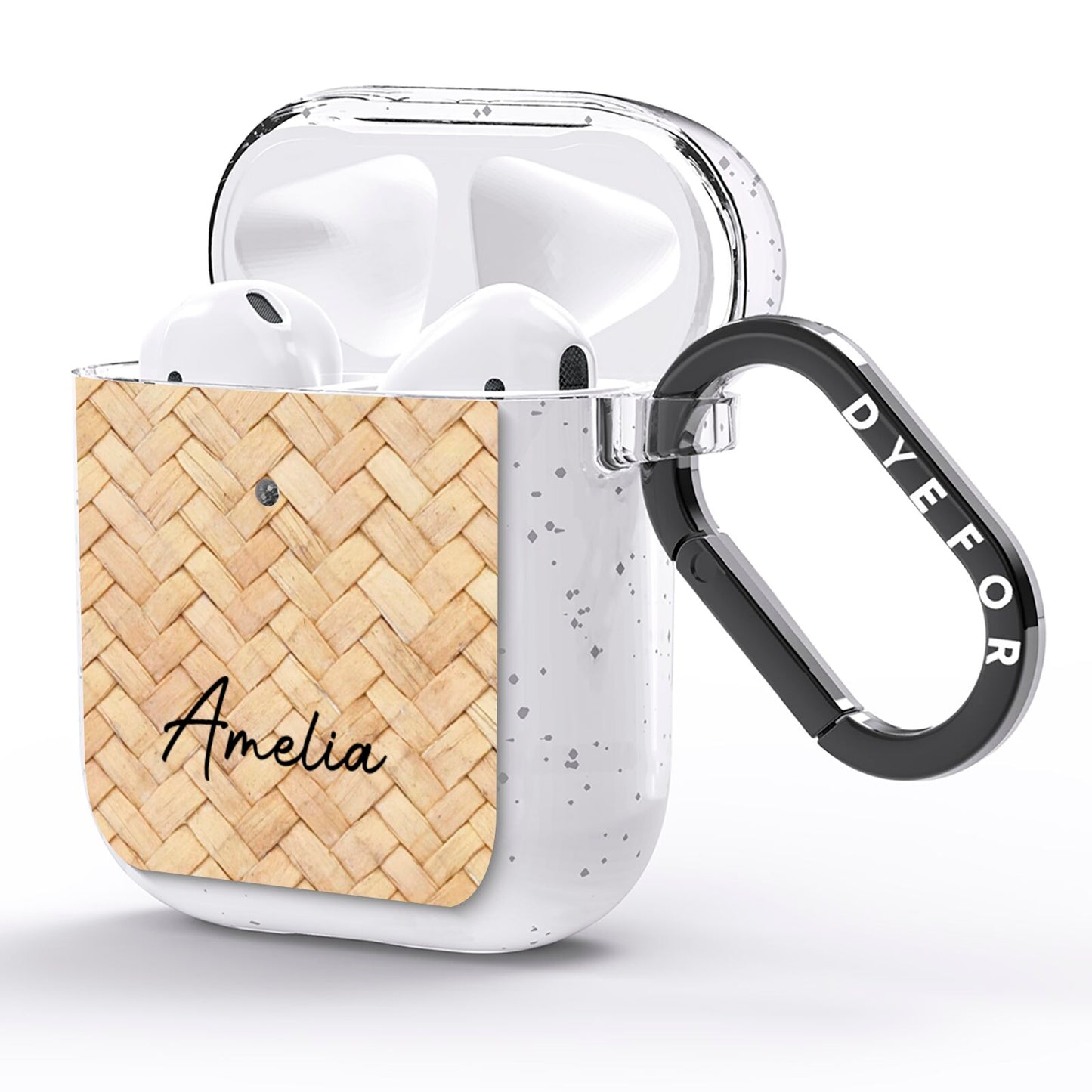 Custom Rattan Pattern AirPods Glitter Case Side Image