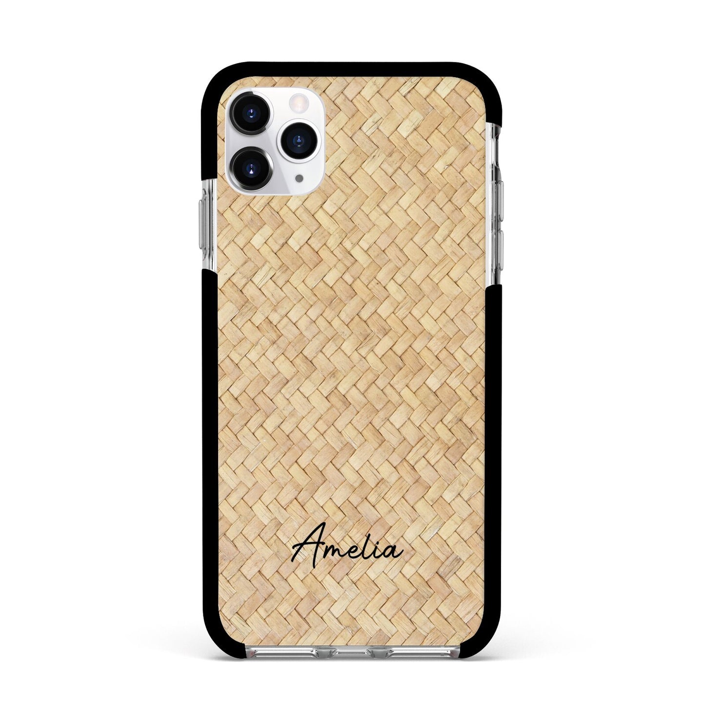 Custom Rattan Pattern Apple iPhone 11 Pro Max in Silver with Black Impact Case