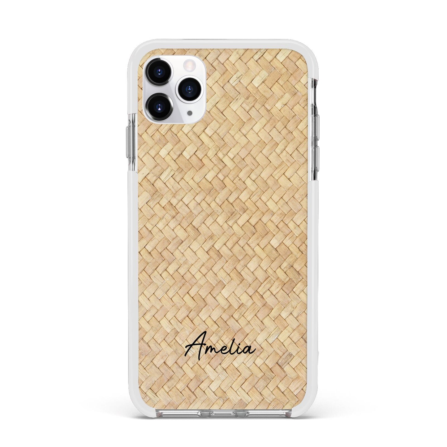 Custom Rattan Pattern Apple iPhone 11 Pro Max in Silver with White Impact Case