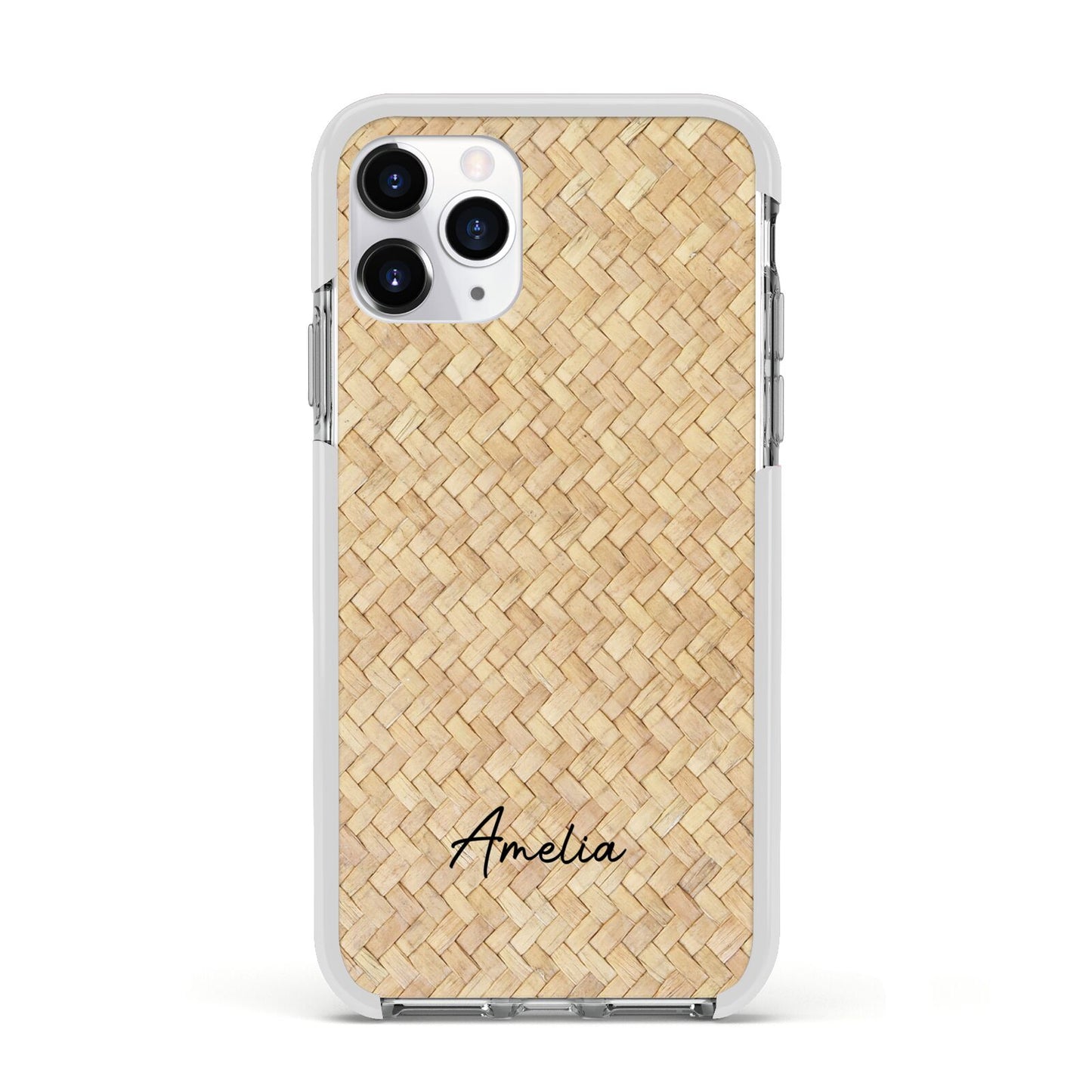 Custom Rattan Pattern Apple iPhone 11 Pro in Silver with White Impact Case