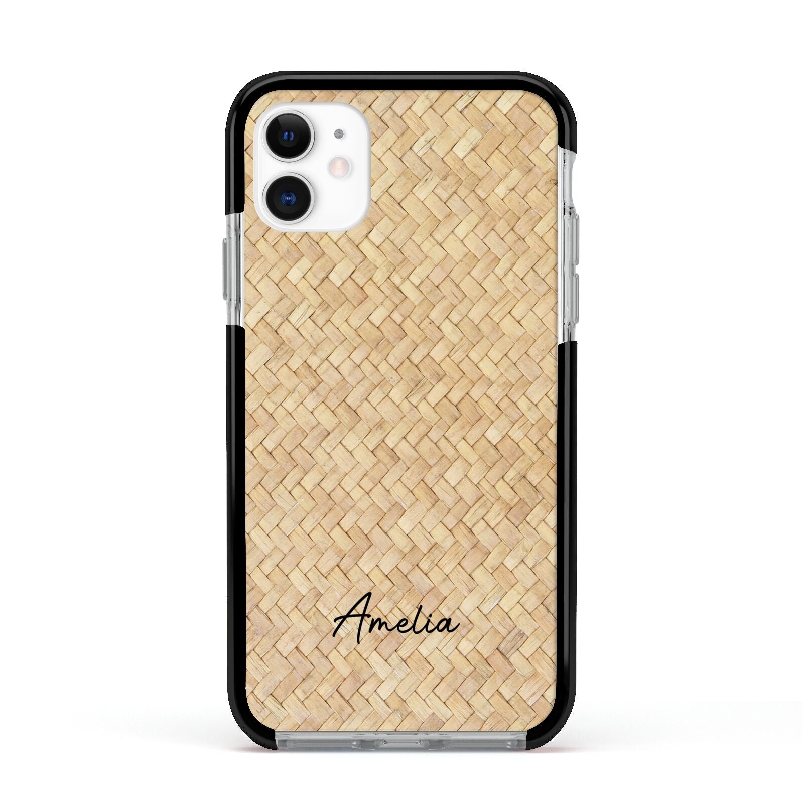 Custom Rattan Pattern Apple iPhone 11 in White with Black Impact Case