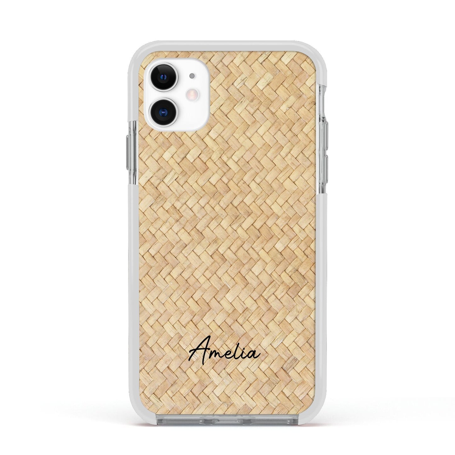 Custom Rattan Pattern Apple iPhone 11 in White with White Impact Case