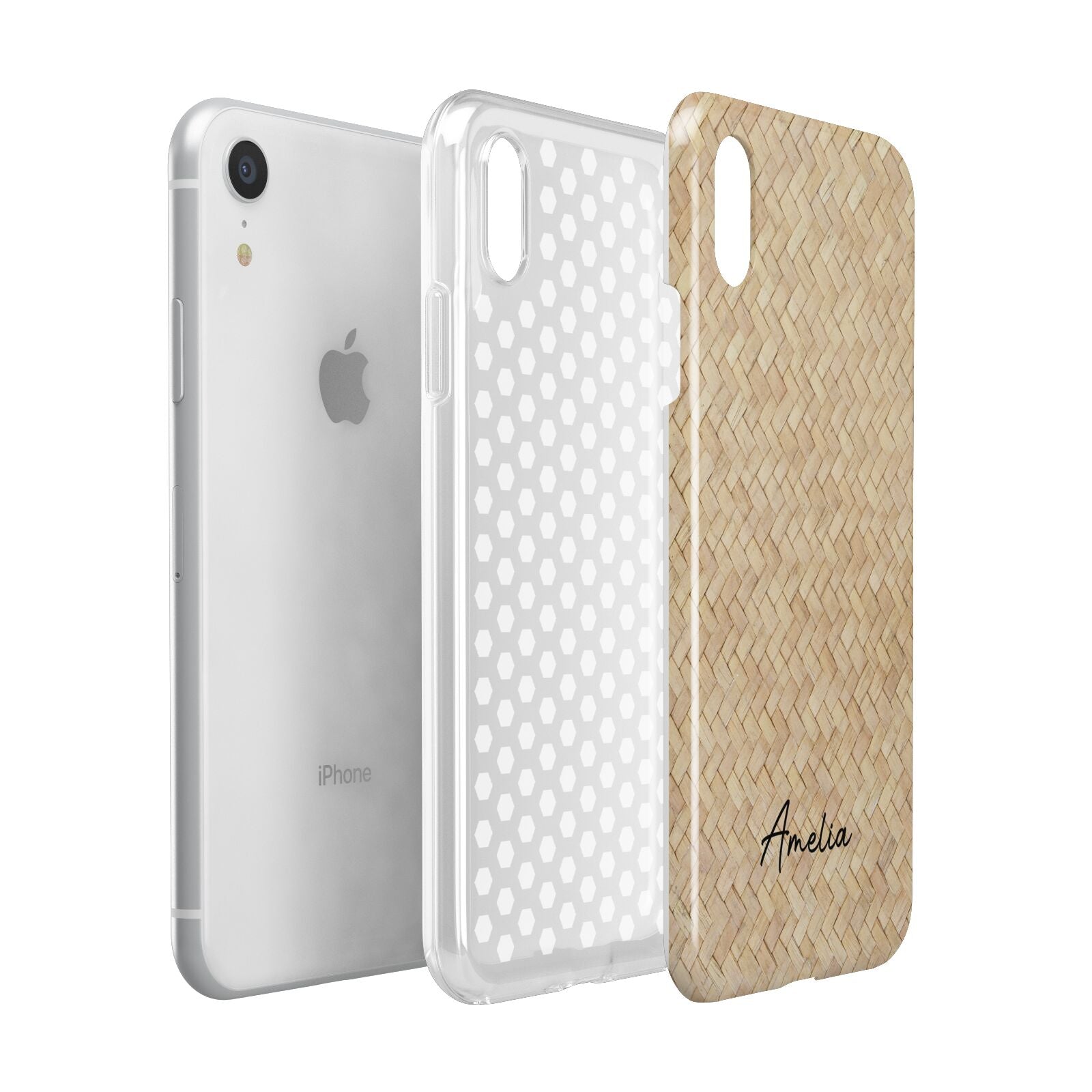 Custom Rattan Pattern Apple iPhone XR White 3D Tough Case Expanded view