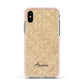 Custom Rattan Pattern Apple iPhone Xs Impact Case Pink Edge on Silver Phone