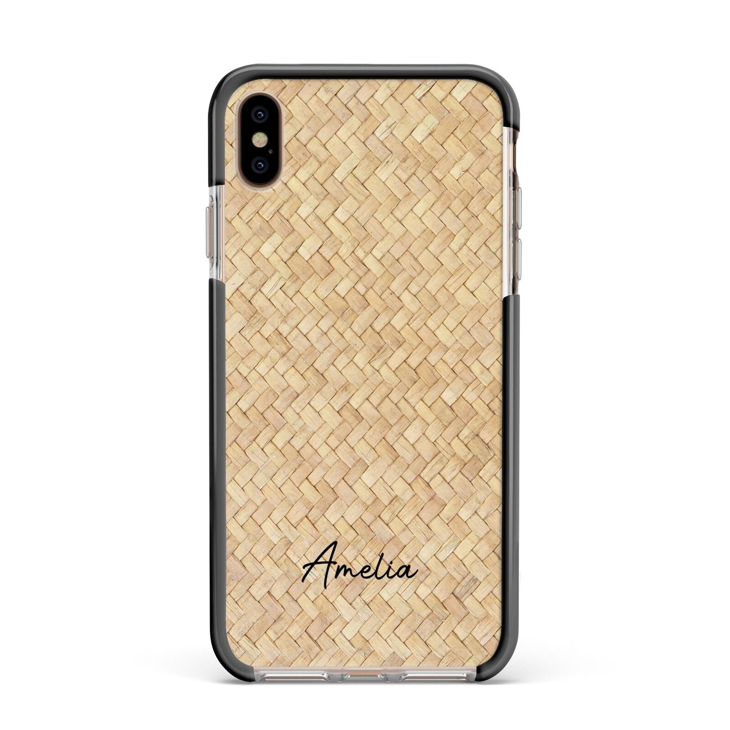 Custom Rattan Pattern Apple iPhone Xs Max Impact Case Black Edge on Gold Phone