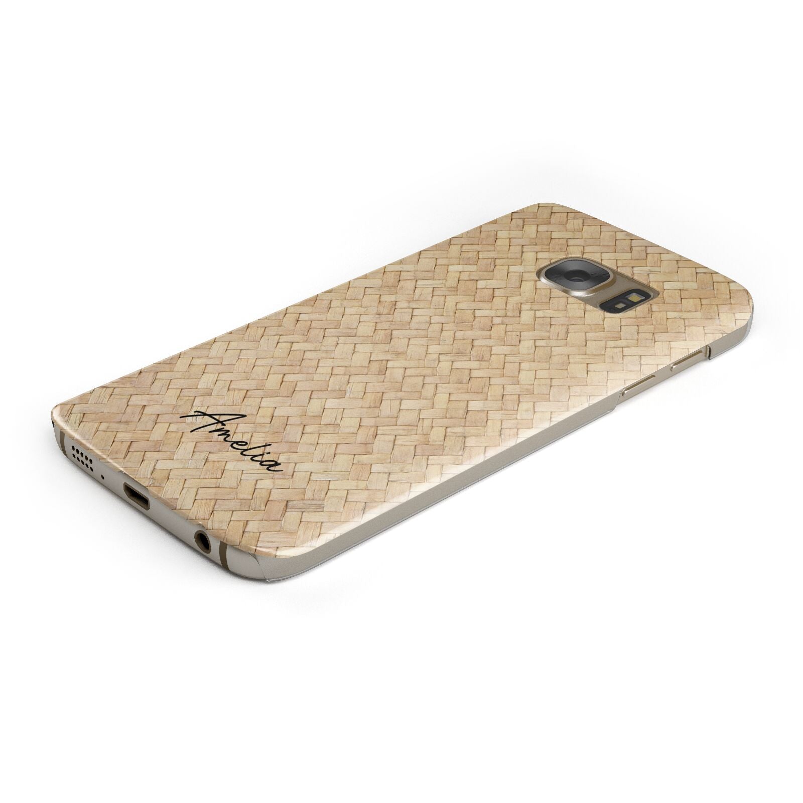 Custom Rattan Pattern Protective Samsung Galaxy Case Angled Image