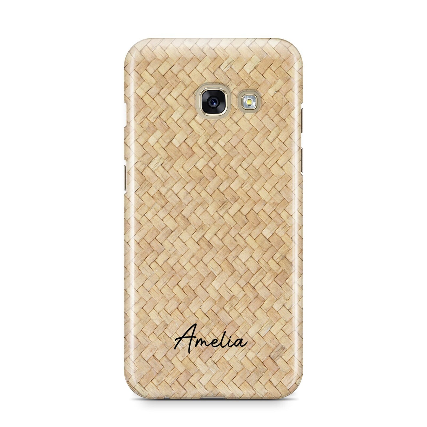 Custom Rattan Pattern Samsung Galaxy A3 2017 Case on gold phone