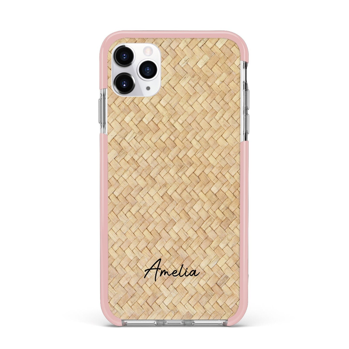 Custom Rattan Pattern iPhone 11 Pro Max Impact Pink Edge Case