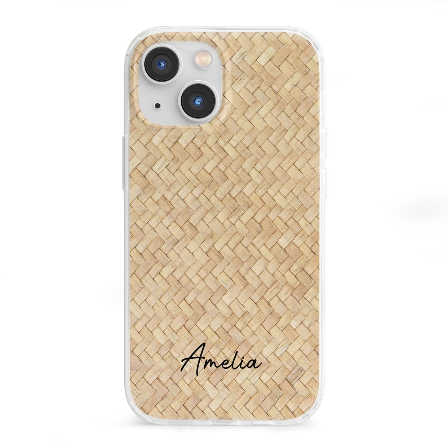 Custom Rattan Pattern iPhone 13 Mini Clear Bumper Case