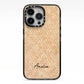 Custom Rattan Pattern iPhone 13 Pro Black Impact Case on Silver phone